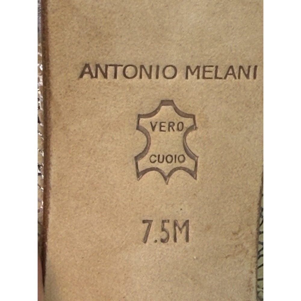 Antonio Melani Heels 7.5M Gold‎ Slingback Peep Toe Rhinestone Platform Leather - Picture 4 of 10